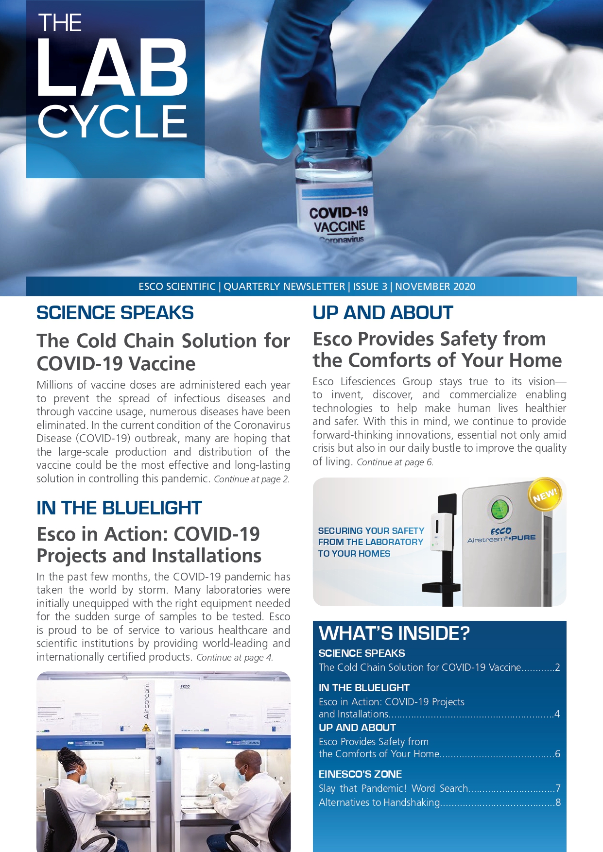 Esco Scientific Quarterly Newsletter - Issue 3
